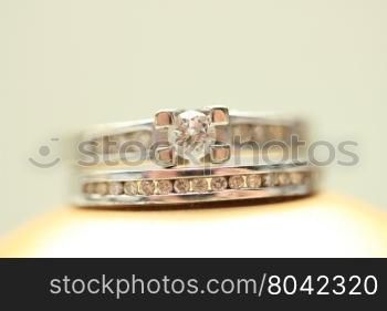 Diamond channel set engagement ring and wedding band in white gold
