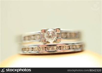 Diamond channel set engagement ring and wedding band in white gold