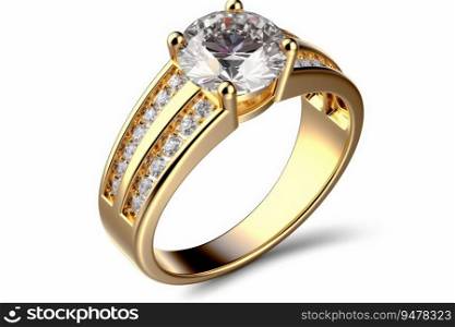 Diamond gold engagement ring. Generative AI