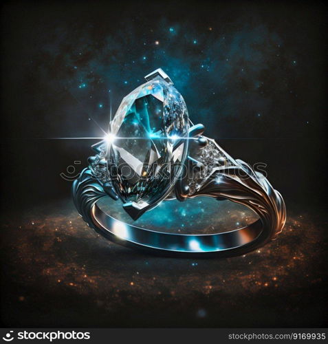 Diamond luxury ring. Generative AI. High quality illustration. Diamond luxury ring. Generative AI