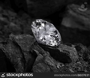 diamond on black coal background