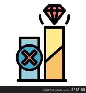 Diamond product review icon. Outline diamond product review vector icon color flat isolated. Diamond product review icon color outline vector