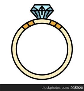 Diamond ring icon. Outline diamond ring vector icon color flat isolated. Diamond ring icon color outline vector