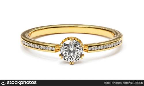 Diamond ring isolated on white background. 3d render
