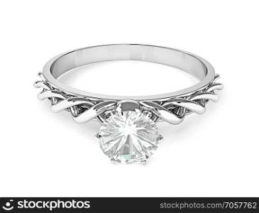 Diamond ring on a white background.