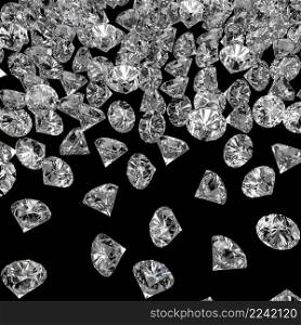 Diamonds 3d composition on black background