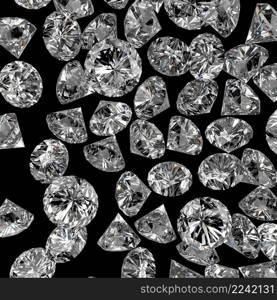 Diamonds 3d composition on black background