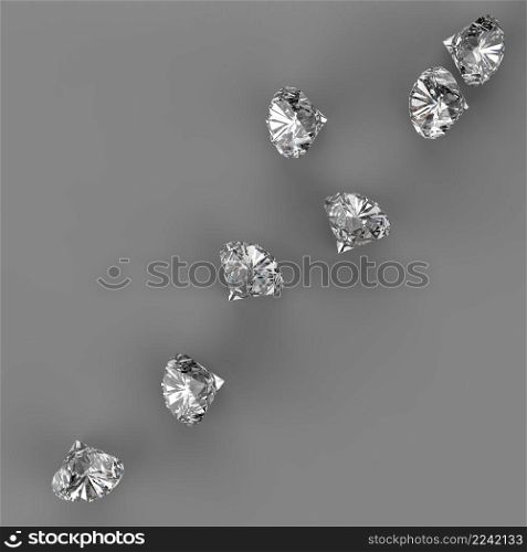 Diamonds 3d composition on grey background