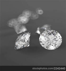 Diamonds 3d composition on grey background