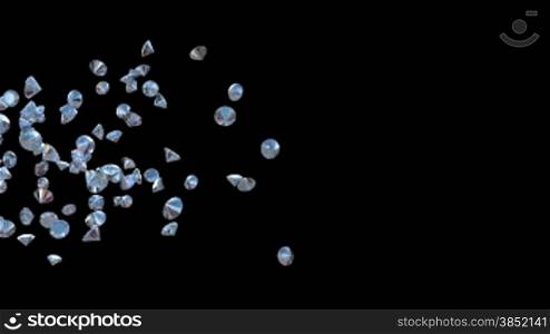Diamonds Flying Particles against black