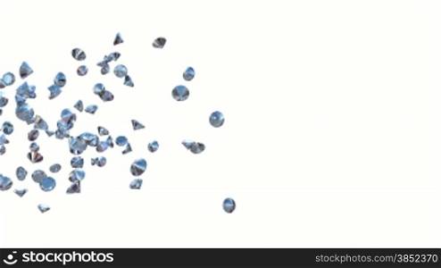 Diamonds Flying Particles against white