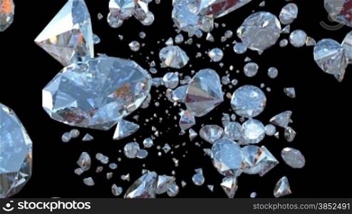 Diamonds Flying towards camera, Luma Matte