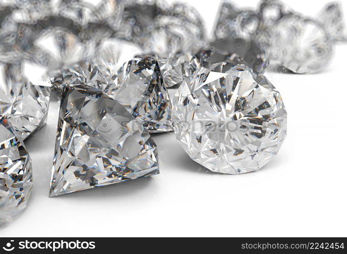 Diamonds isolated on white 3d model