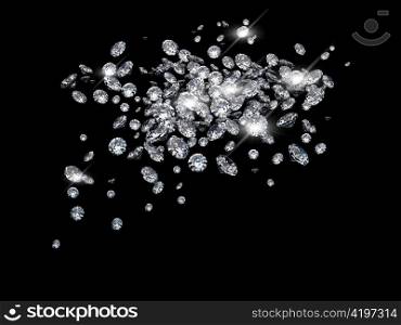Diamonds on black surface made in 3D