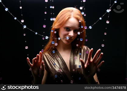 diamonds red hair model beautiful girl