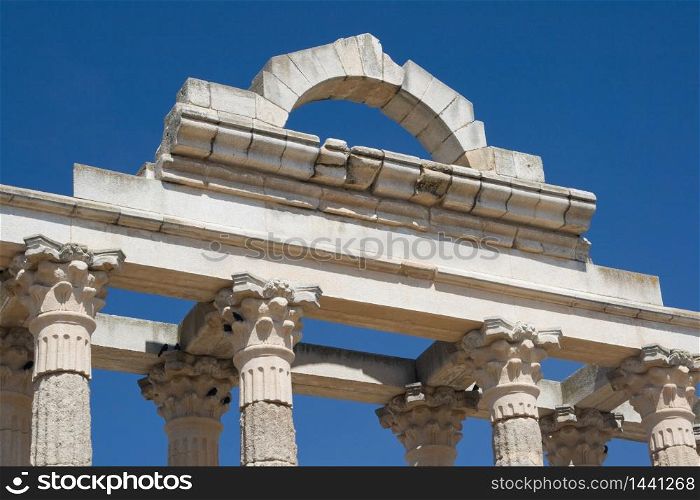 Diana&rsquo;s temple of ancient city of Emerita Augusta, capital of the province Romana of Lusitania . Templo de Diana - Diane&rsquo;s Temple