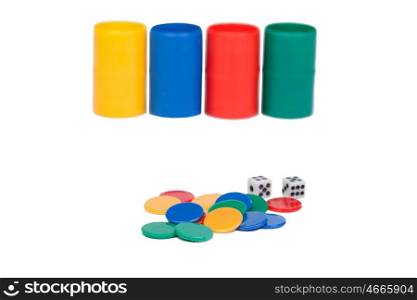 Dice and cubes for ludo game isolated on a white background