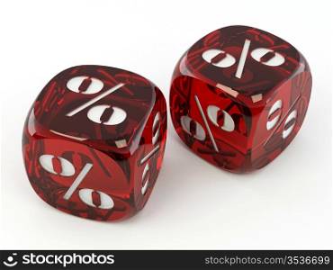 Dice. Cube with percent. 3d