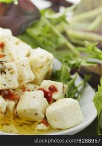 Diced Feta Cheese With Olive Oil And Herbs
