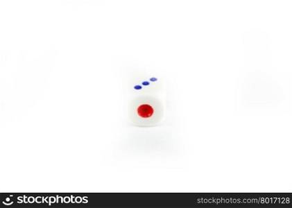 dices falling down against white background.