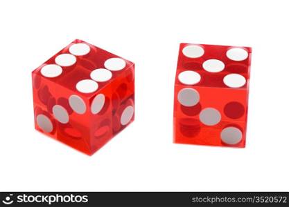 Dices of the casino a over white background