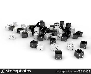 dices over white background. 3d render