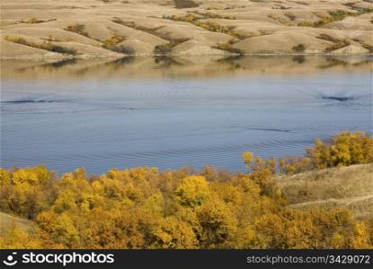 Diefenbaker Lake Saskatchewan deep blue river Canada