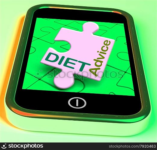 . Diet Advice On Smartphone Showing Healthy Diets Online