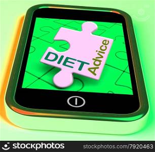 . Diet Advice On Smartphone Showing Healthy Diets Online