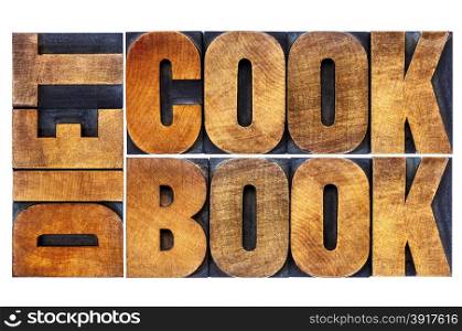diet cookbook - isolated word abstract in letterpress wood type blocks stained by color inks