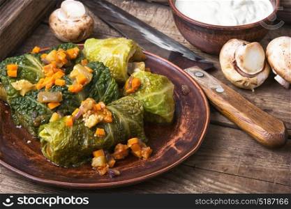 Diet food.Vegetable dietary cabbage rolls