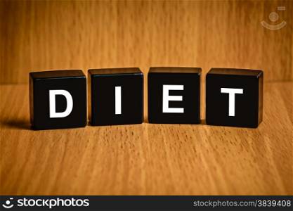 diet healthy text on black block, health concept