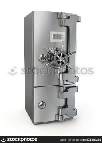 Dieting concept. Refrigerator as safe deposit box. 3d