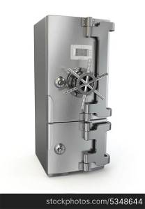 Dieting concept. Refrigerator as safe deposit box. 3d
