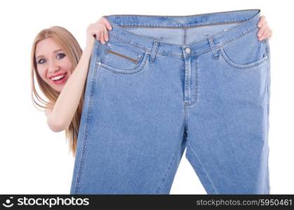 Dieting concept with oversize jeans