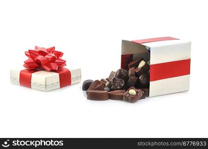 different chocolate in gift box