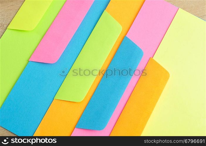 Different color papers and envelopes