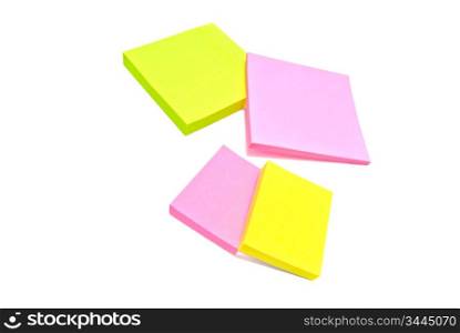 different color sticky notes on white