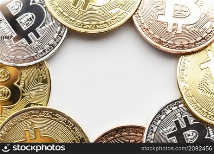 different colored bitcoin frame