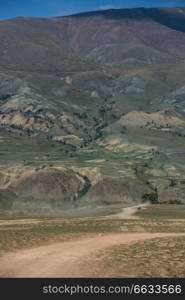 Different colored mountains in near Mongolian Altai mountains, Russia.. Different colored mountains