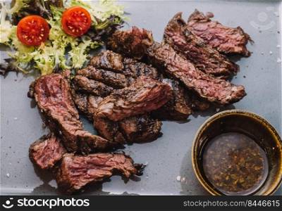 different cuts of excellent quality beef grilled