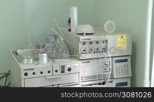 Different frames on medical subjects filmed in medical laboratories. Equipment, tests, experiments