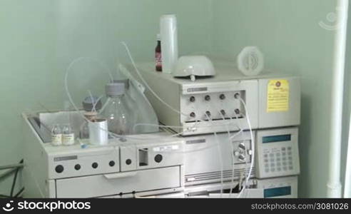 Different frames on medical subjects filmed in medical laboratories. Equipment, tests, experiments