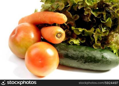 Different fresh vegetables isolated on white background