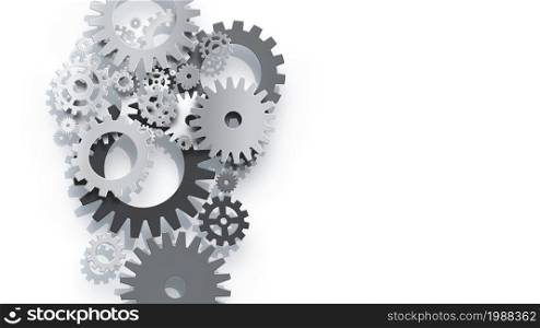 Different Gears on White Background - Abstract Background