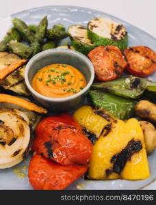 Different grilled vegetables in an Argentine restaurant
