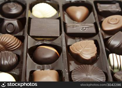 Different kind of chocolates in a box