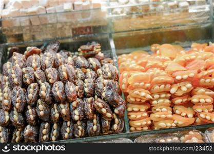 Different kind of dry fruit in a open market