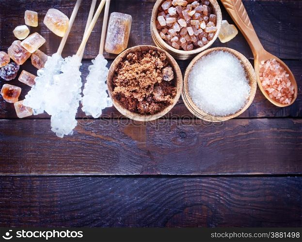 different kind of sugar on a table