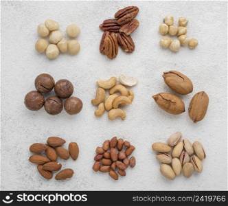 different kinds nuts piles